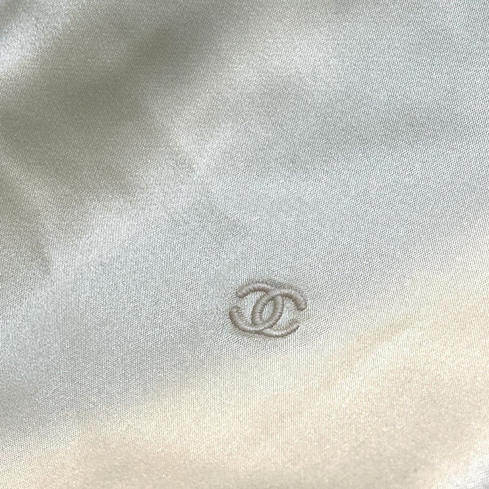 Chanel Short Sleeve Shirt Short Top Silk Satin White Sugar — view 6
