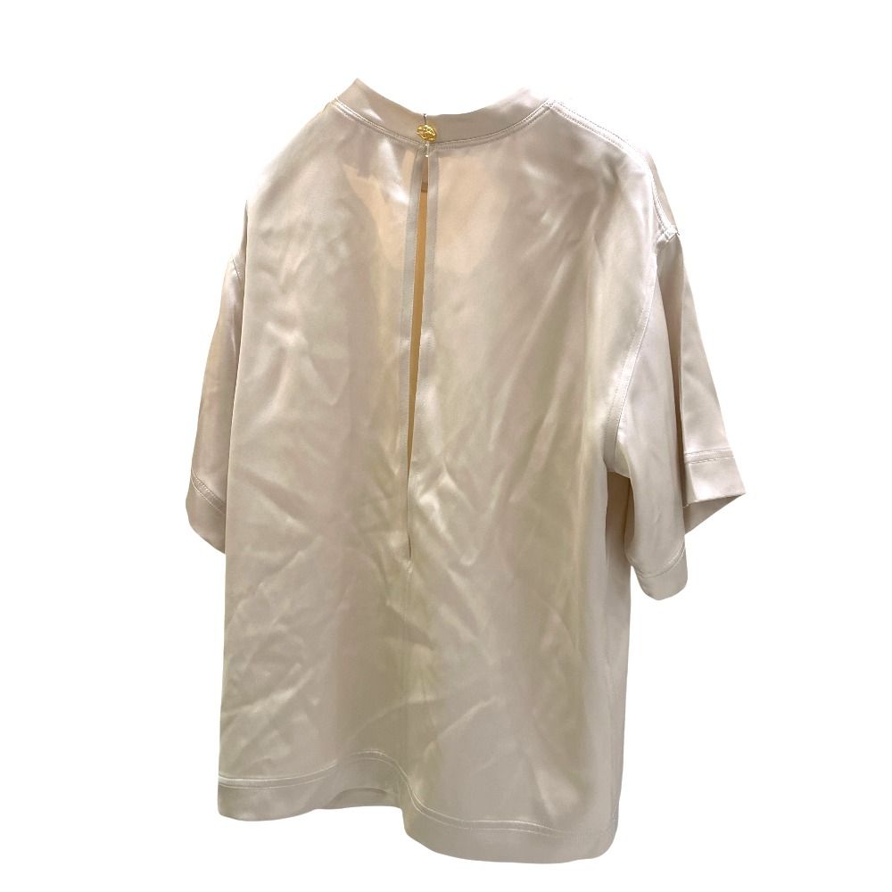 Chanel Short Sleeve Shirt Short Top Silk Satin White Sugar — view 2