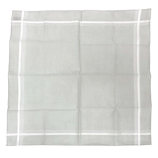 Hermes Handkerchief Cotton Carre Jacquard Passant Light Gray Pocket Square