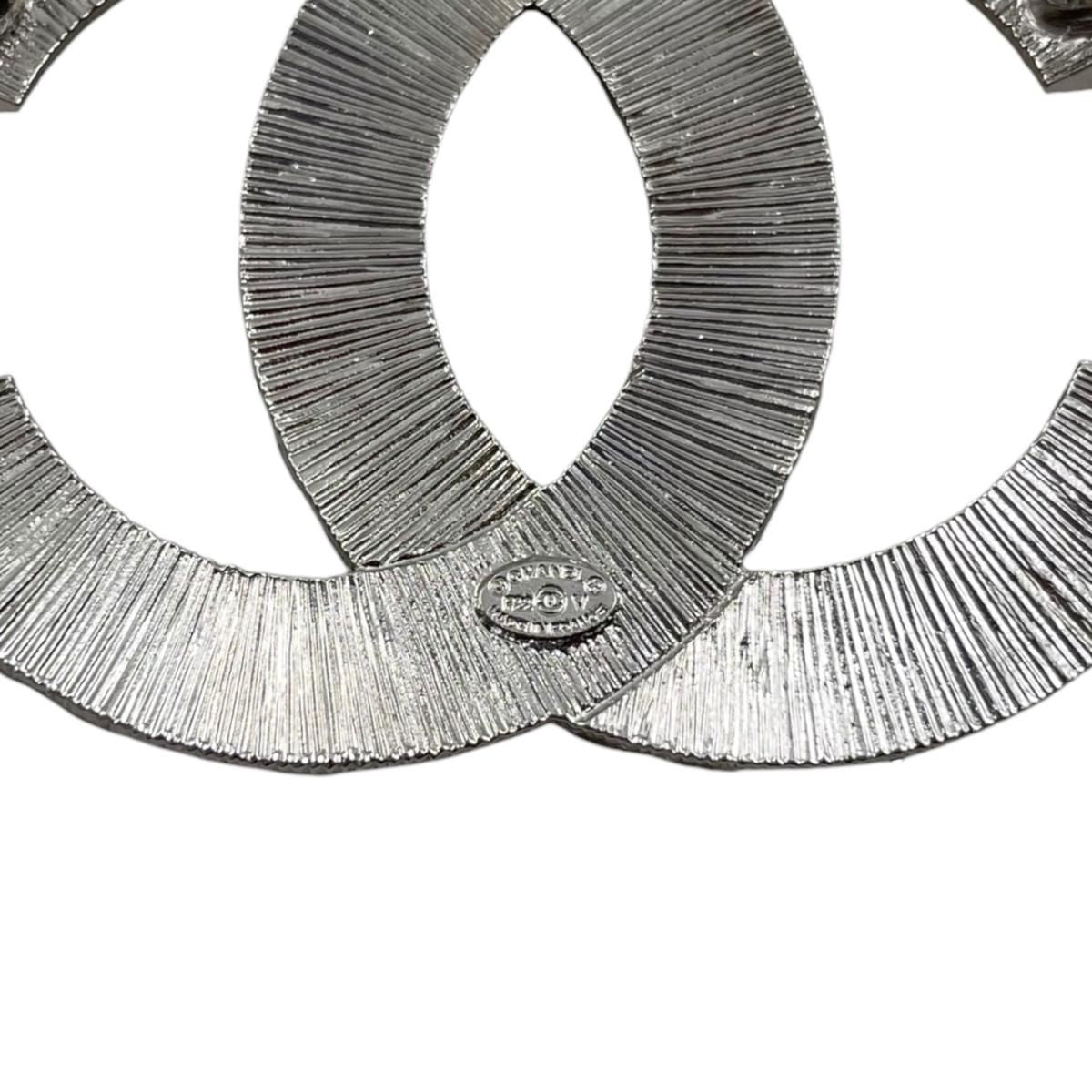 Chanel Brooch CC Logo Square Rhinestone Silver Crystal — view 5