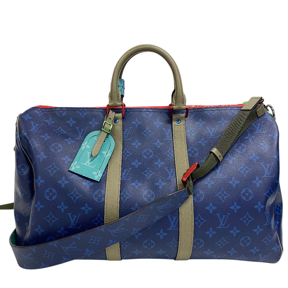 Louis Vuitton Keepall Bandouliere 45 Monogram Pacific Boston Bag Blue