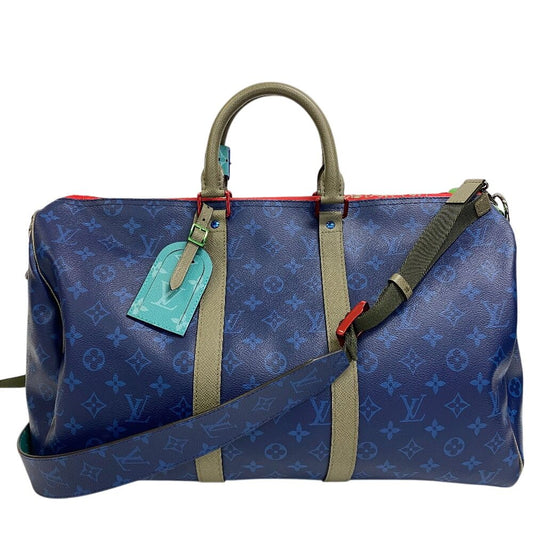 Louis Vuitton Keepall Bandouliere 45 Monogram Pacific Boston Bag Blue