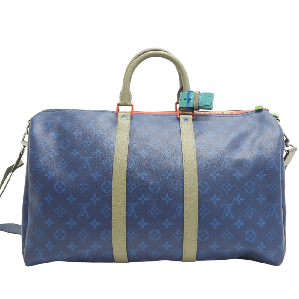 Louis Vuitton Keepall Bandouliere 45 Monogram Pacific Boston Bag Blue — view 2