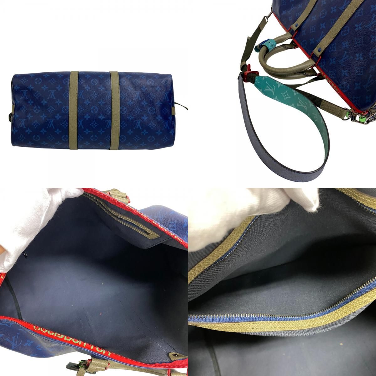 Louis Vuitton Keepall Bandouliere 45 Monogram Pacific Boston Bag Blue — view 7