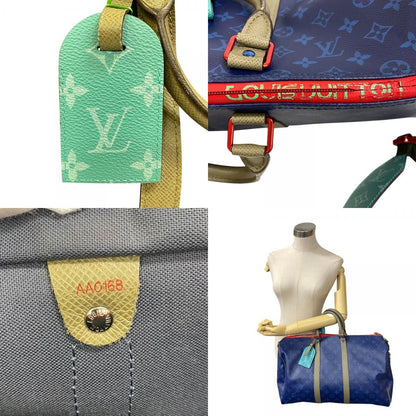 Louis Vuitton Keepall Bandouliere 45 Monogram Pacific Boston Bag Blue — view 8