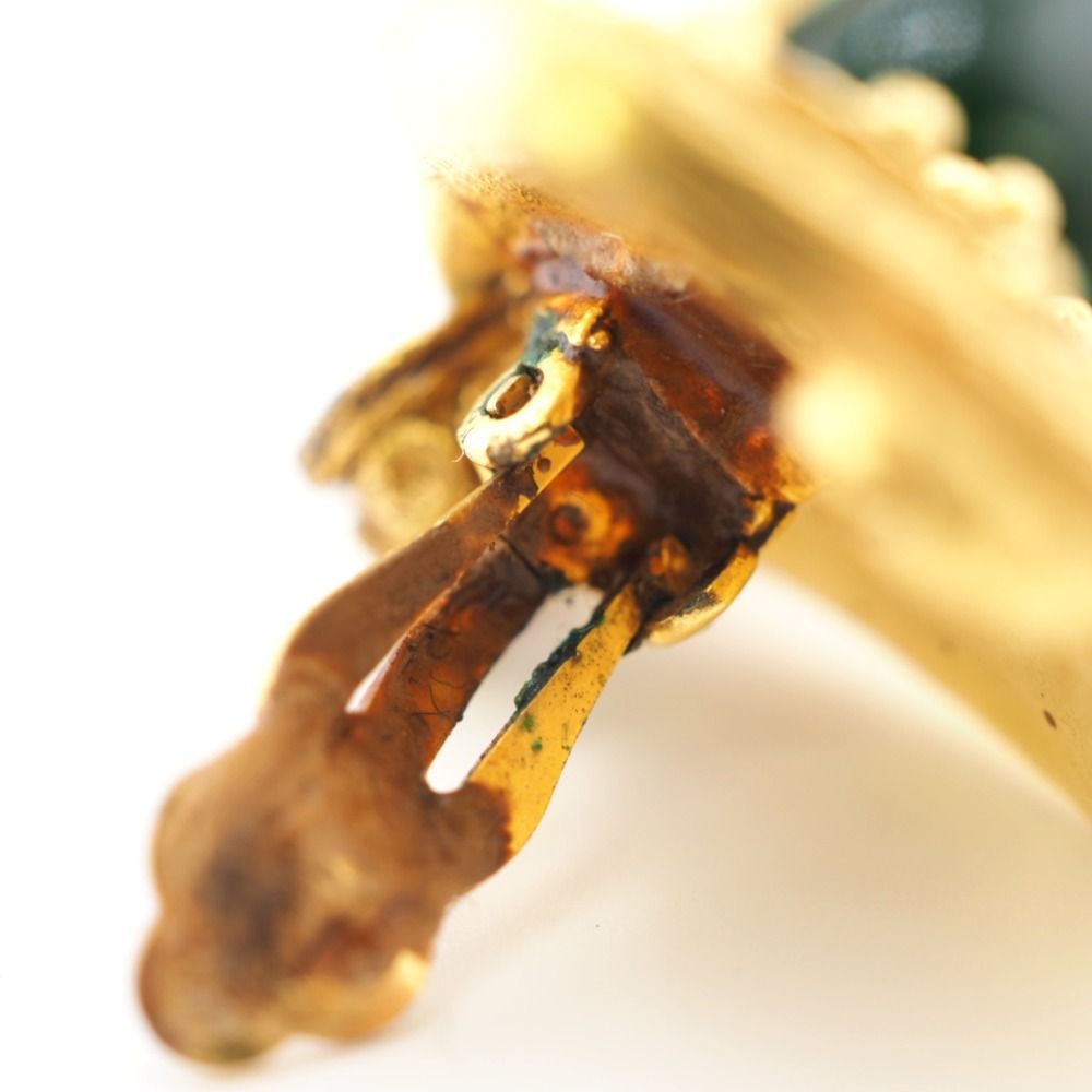 Chanel Fleece CC Logo Earrings Green Gold — view 7