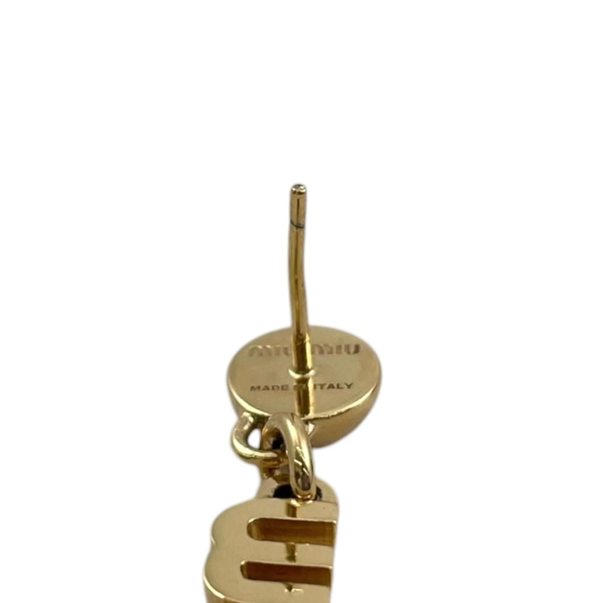 Miu Miu Miu Earrings Logo Metal Gold — view 5
