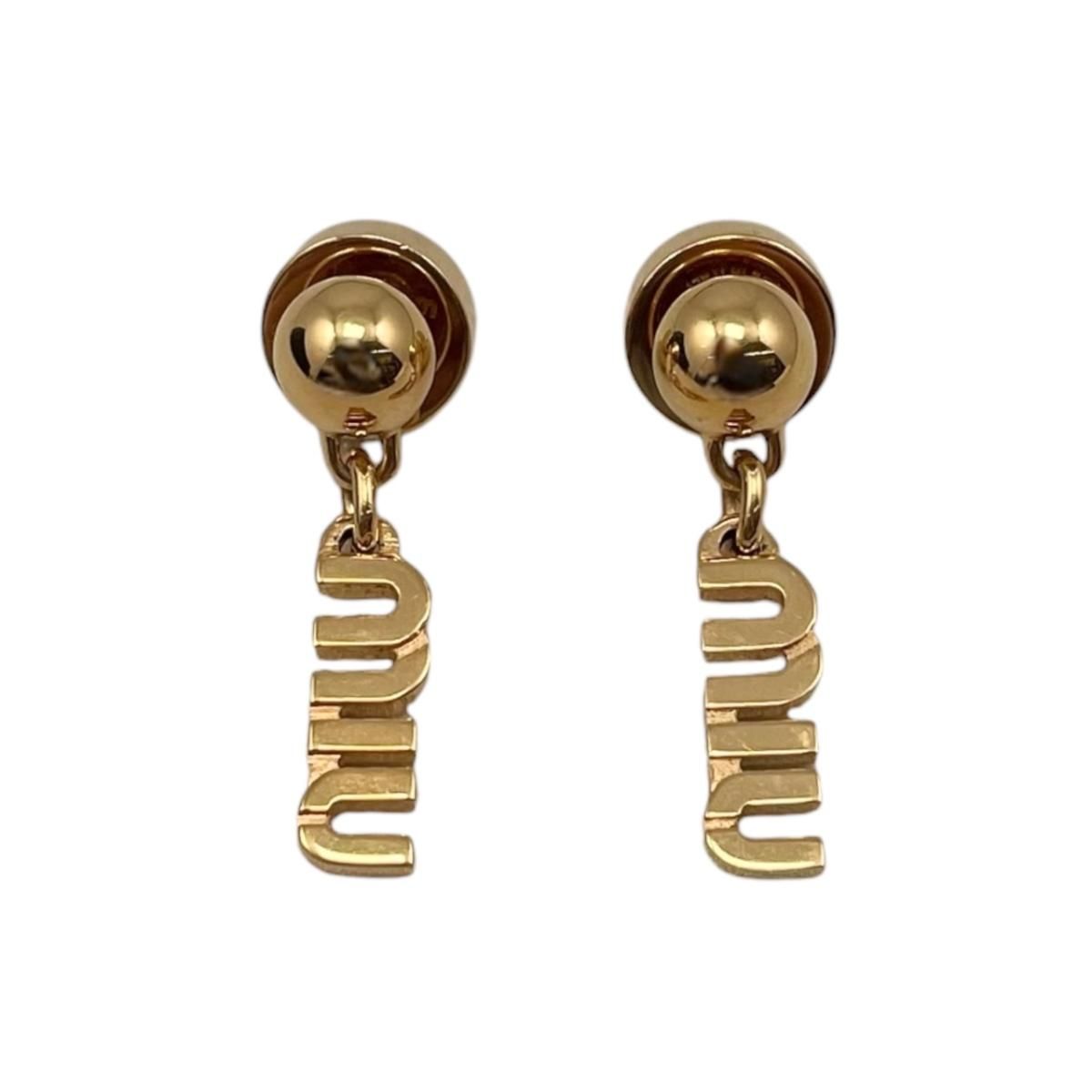 Miu Miu Miu Earrings Logo Metal Gold