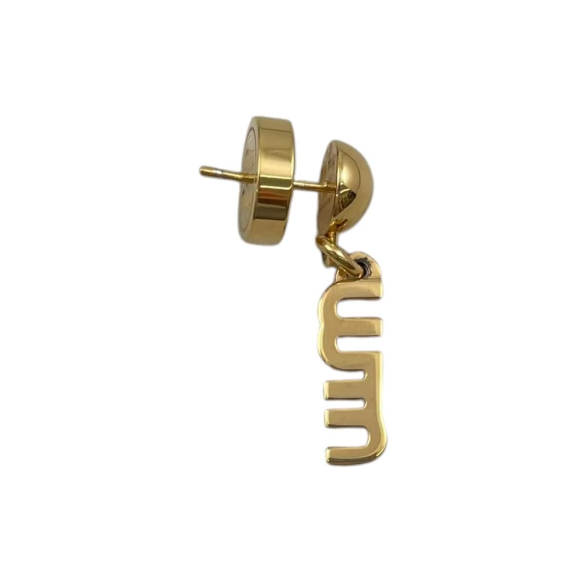 Miu Miu Miu Earrings Logo Metal Gold — view 7