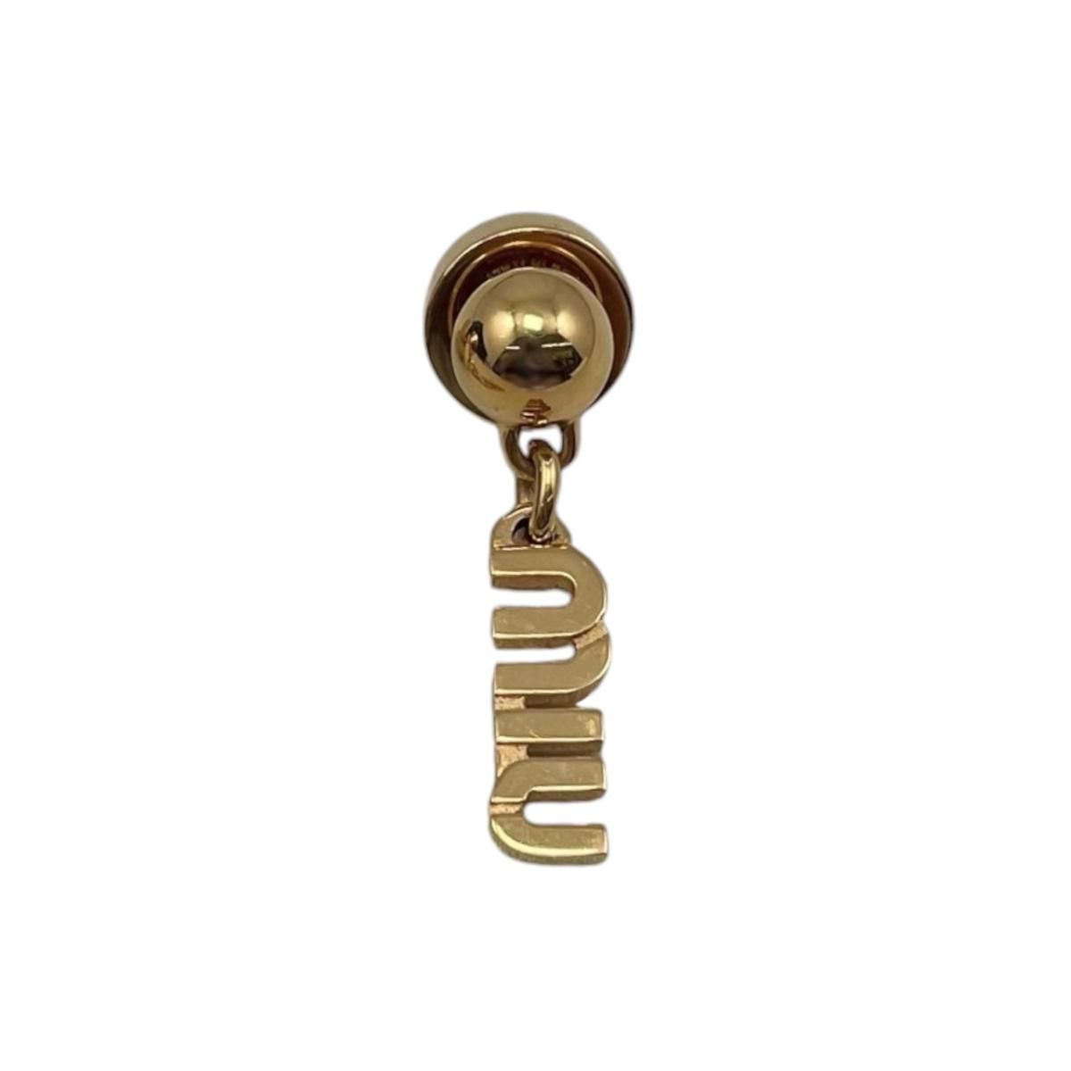 Miu Miu Miu Earrings Logo Metal Gold — view 6