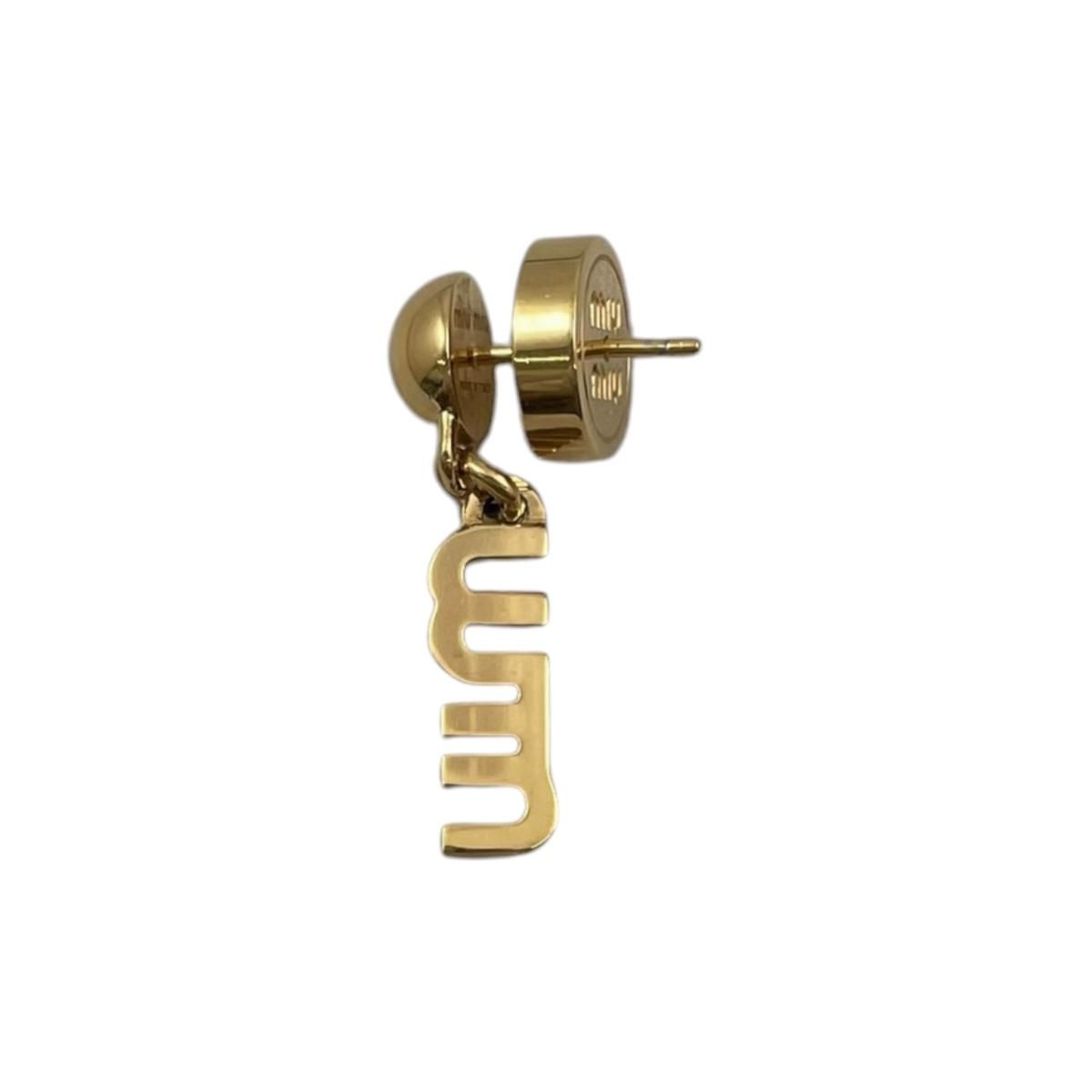 Miu Miu Miu Earrings Logo Metal Gold — view 3