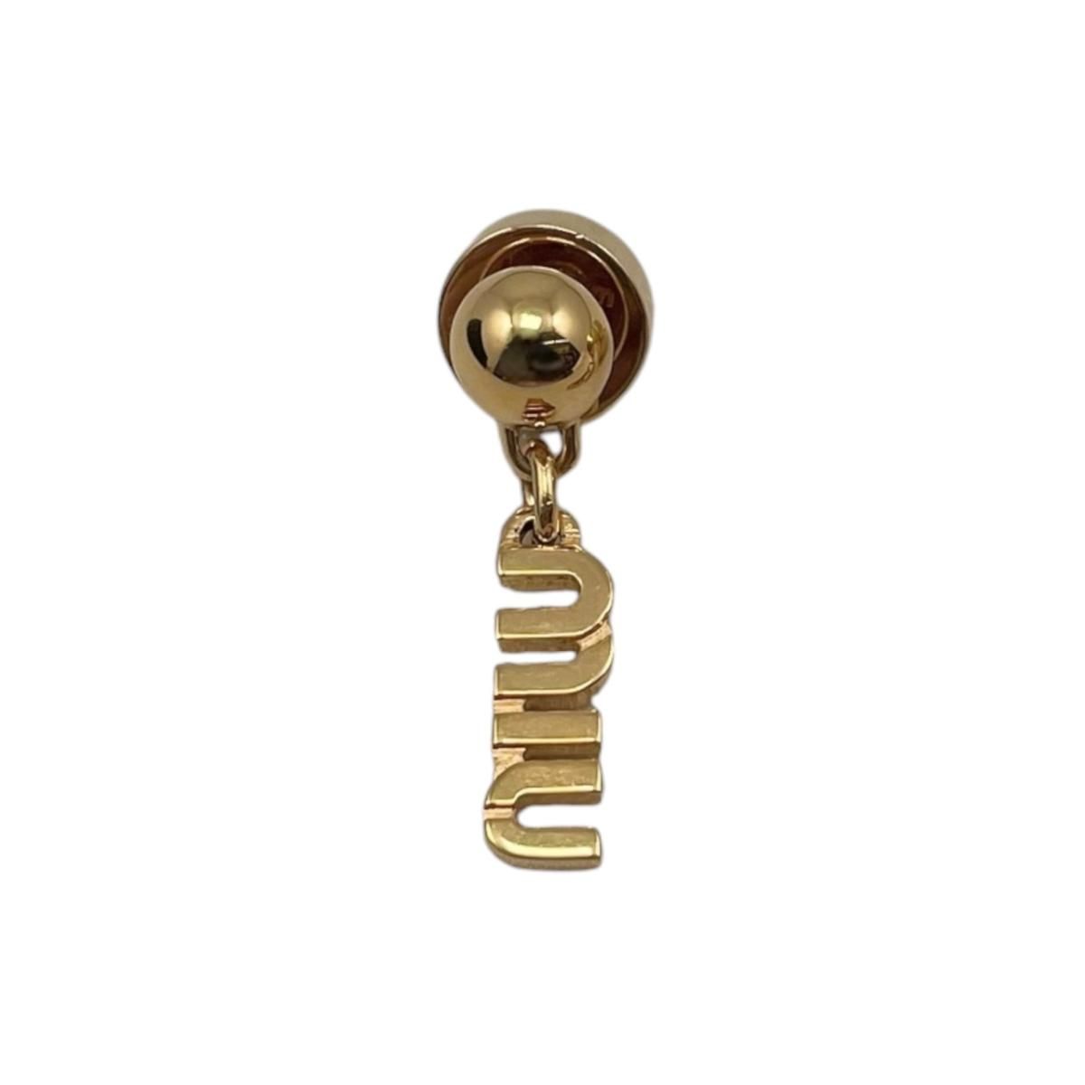 Miu Miu Miu Earrings Logo Metal Gold — view 2