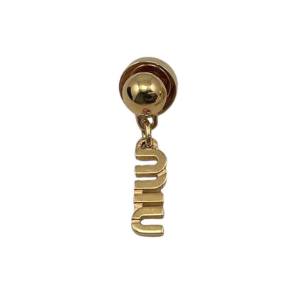 Miu Miu Miu Earrings Logo Metal Gold — view 2