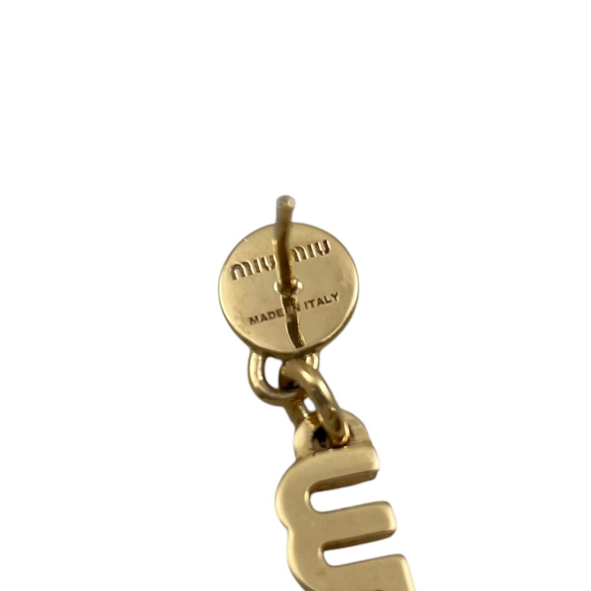 Miu Miu Miu Earrings Logo Metal Gold — view 4