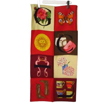 Gucci Scarf Vintage Tagged Boxed Alphabet Motif Pattern Silk Multi