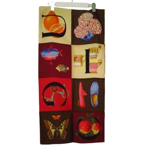 Gucci Scarf Vintage Tagged Boxed Alphabet Motif Pattern Silk Multi — view 2