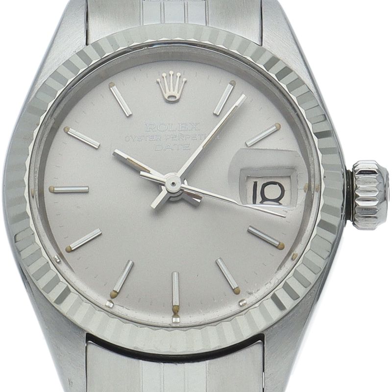Rolex Oyster Perpetual Date Watch Antique 18k Yellow Gold SS Gray