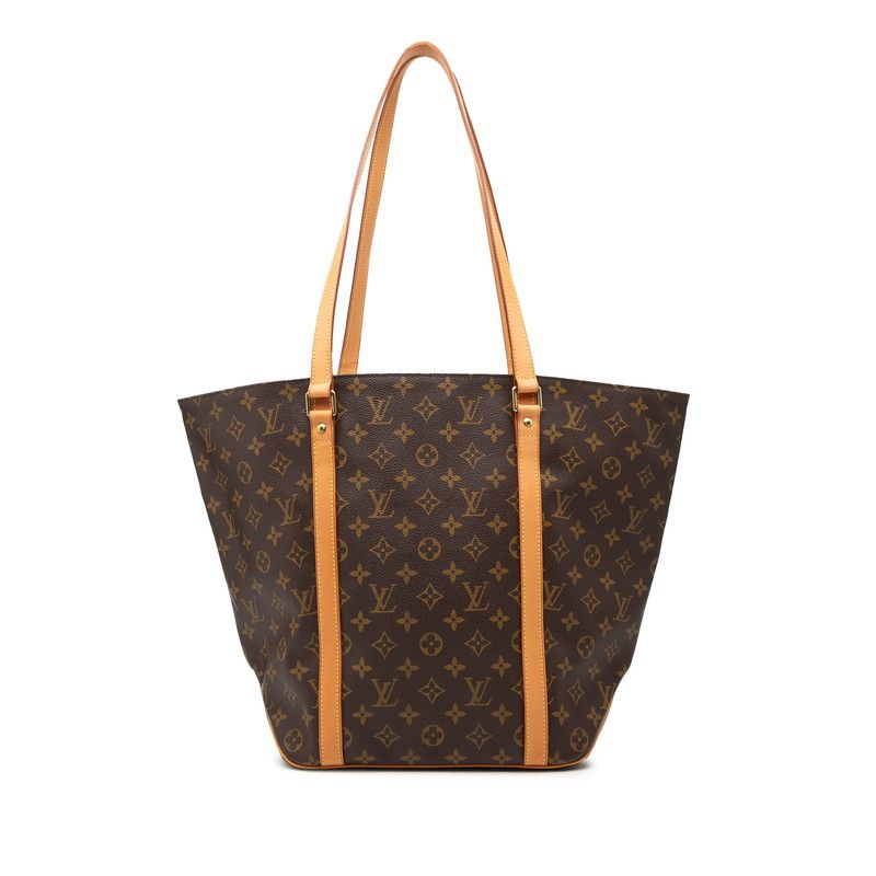 Louis Vuitton Monogram Sac Shopping Tote Shoulder Bag Brown Leather