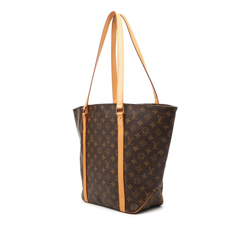 Louis Vuitton Monogram Sac Shopping Tote Shoulder Bag Brown Leather — view 2