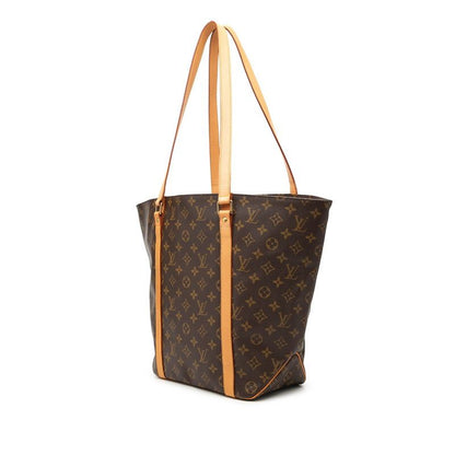 Louis Vuitton Monogram Sac Shopping Tote Shoulder Bag Brown Leather — view 2
