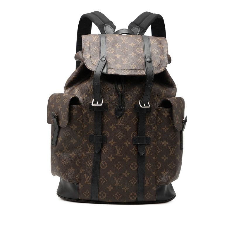 Louis Vuitton Monogram Macassar Christopher PM Backpack Brown Noir Black Leather