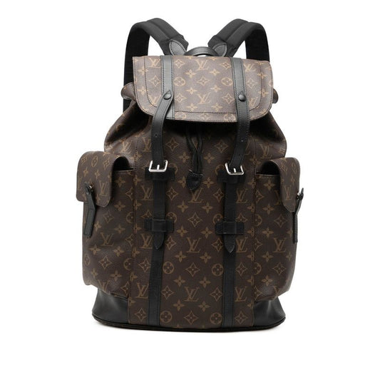 Louis Vuitton Monogram Macassar Christopher PM Backpack Brown Noir Black Leather