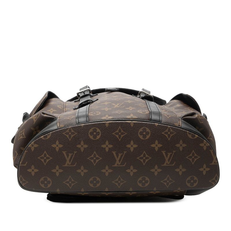 Louis Vuitton Monogram Macassar Christopher PM Backpack Brown Noir Black Leather — view 3