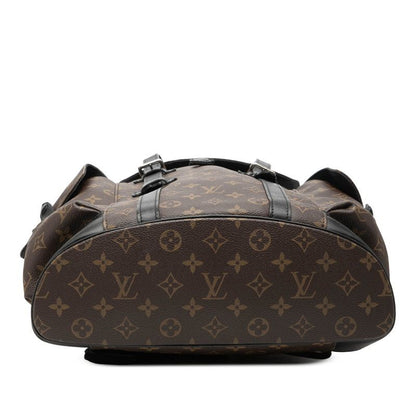 Louis Vuitton Monogram Macassar Christopher PM Backpack Brown Noir Black Leather — view 3