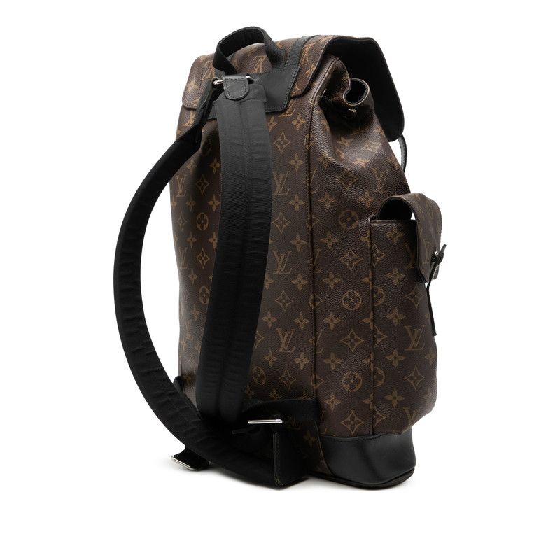 Louis Vuitton Monogram Macassar Christopher PM Backpack Brown Noir Black Leather — view 2
