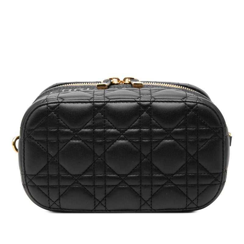 Dior Cannage Small Vanity Shoulder Bag 2-Way Black Leather — view 3