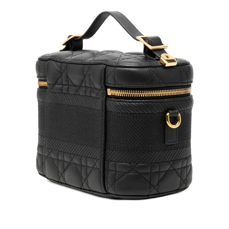 Dior Cannage Small Vanity Shoulder Bag 2-Way Black Leather — view 2