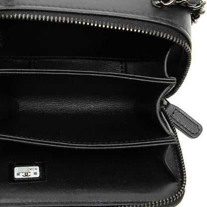 Chanel CC Logo So Black Crossbody Chain Mini Shoulder Bag Leather Satin — view 5