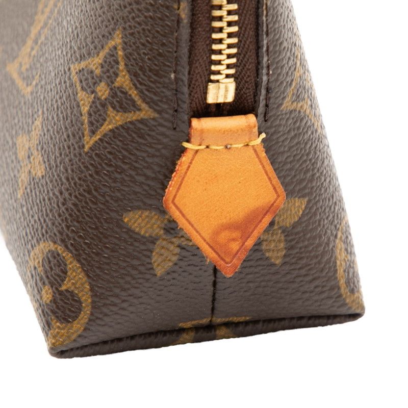 Louis Vuitton Monogram Pochette Cosmetic PM Pouch Brown Leather — view 4