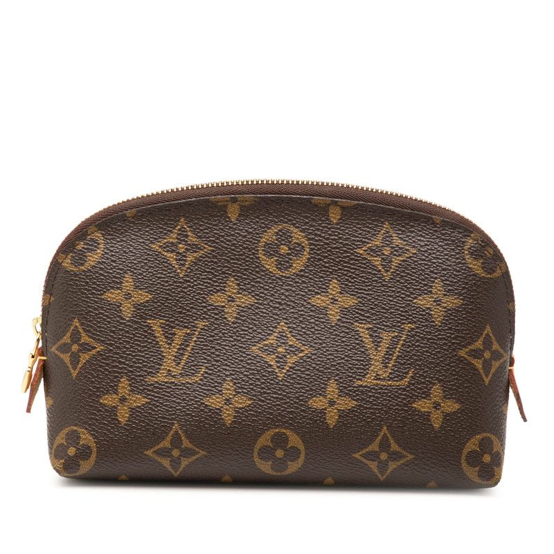Louis Vuitton Monogram Pochette Cosmetic PM Pouch Brown Leather