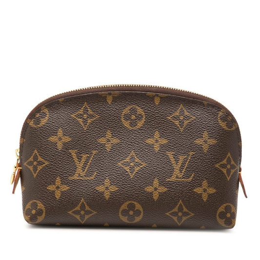 Louis Vuitton Monogram Pochette Cosmetic PM Pouch Brown Leather