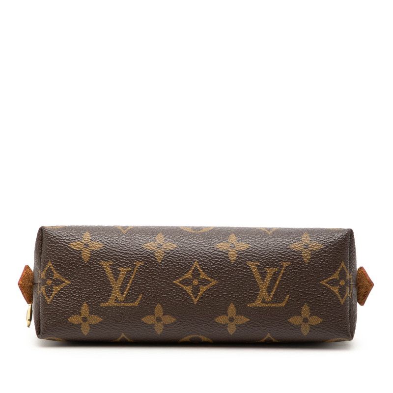 Louis Vuitton Monogram Pochette Cosmetic PM Pouch Brown Leather — view 3
