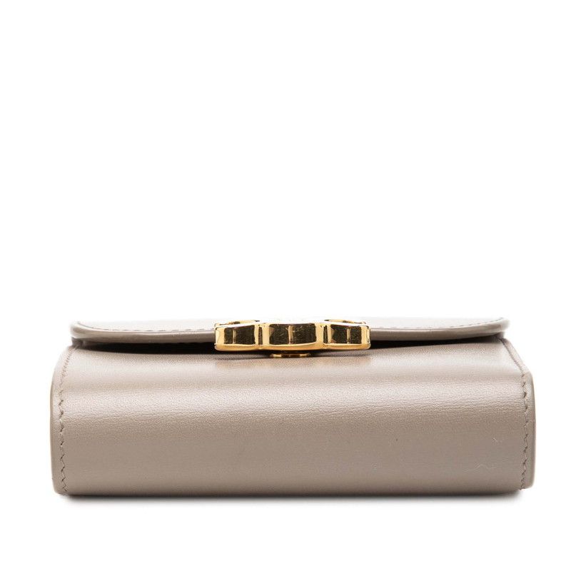 Celine Trio Small Flap Wallet Bifold Pebble Gray Leather — view 3