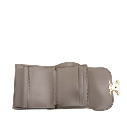 Celine Trio Small Flap Wallet Bifold Pebble Gray Leather — view 4