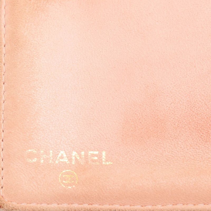 Chanel CC Logo Bifold Wallet Pink Caviar Leather — view 6
