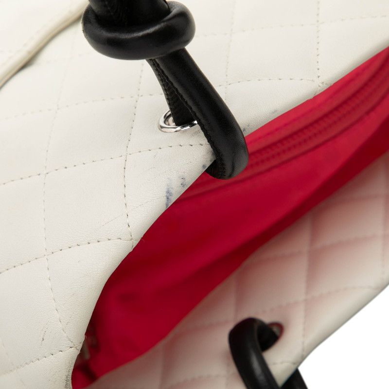 Chanel Cambon Line Quilted CC Logo Tote Shoulder White Black Leather — view 4