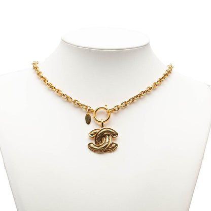 Chanel Quilted CC Logo Chain Necklace Gold Plated — view 6