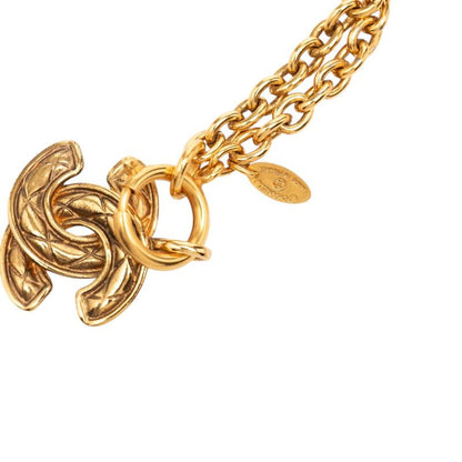 Chanel Quilted CC Logo Chain Necklace Gold Plated — view 2