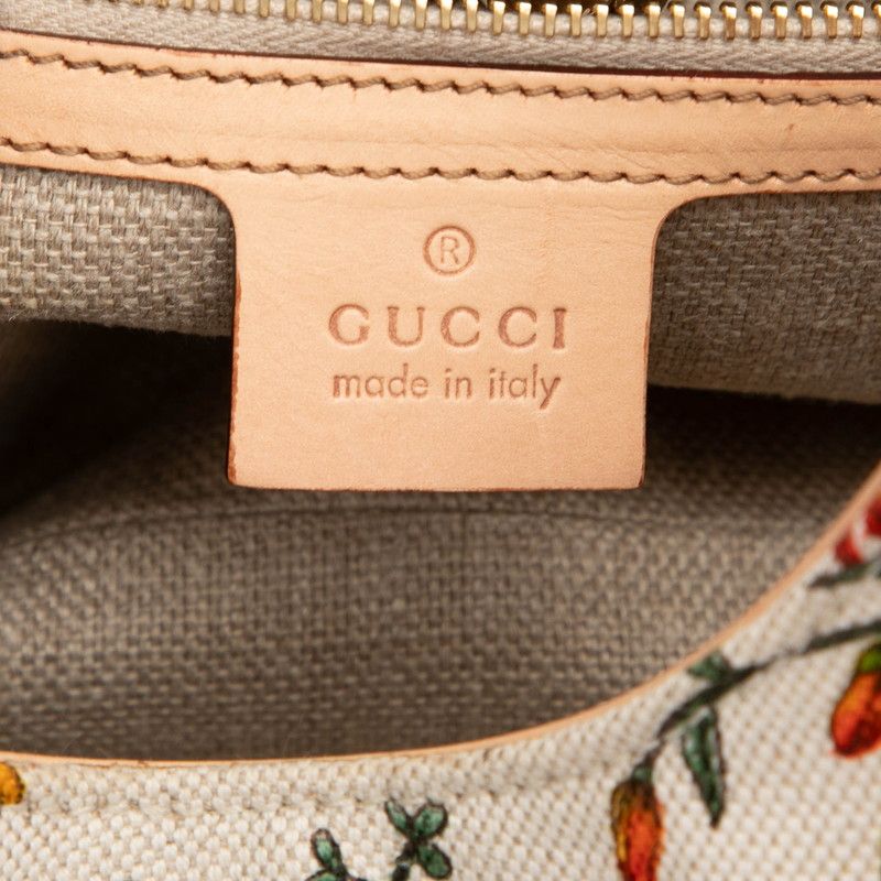 Gucci New Jackie Flora Flower Shoulder Bag Ivory Multi Canvas Leather — view 5