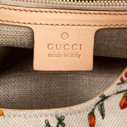 Gucci New Jackie Flora Flower Shoulder Bag Ivory Multi Canvas Leather — view 5
