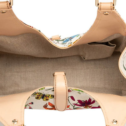 Gucci New Jackie Flora Flower Shoulder Bag Ivory Multi Canvas Leather — view 4