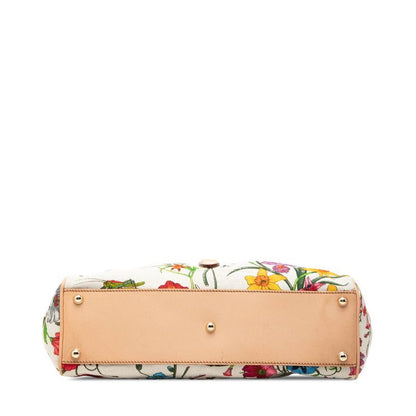 Gucci New Jackie Flora Flower Shoulder Bag Ivory Multi Canvas Leather — view 3