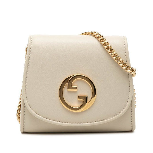 Gucci Interlocking Blanc Di Chain Wallet Shoulder Bag White Leather