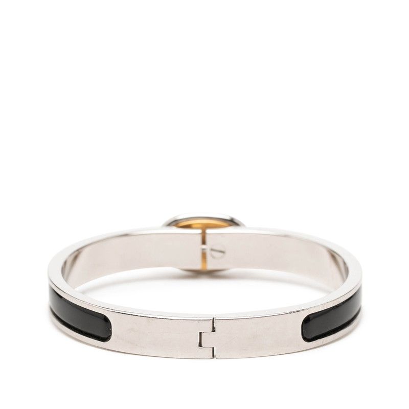Hermes Mini Click Chaine D'ancre Bracelet Silver Black Metal Enamel — view 3