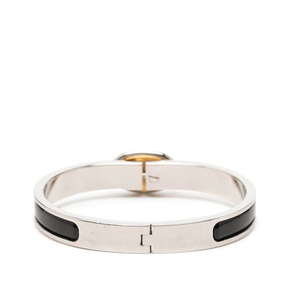 Hermes Mini Click Chaine D'ancre Bracelet Silver Black Metal Enamel — view 3