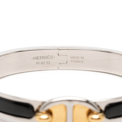 Hermes Mini Click Chaine D'ancre Bracelet Silver Black Metal Enamel — view 5